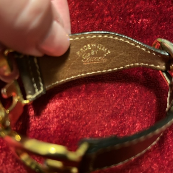 Beautiful Gucci vintage bracelet/ leather brown and gold “G’s”; like new - Picture 2 of 6